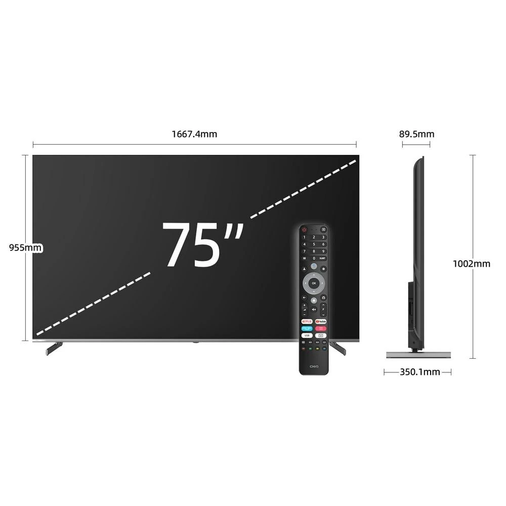 شاشة  تشيك 75  بوصة سمارت جوجل تي في 4K